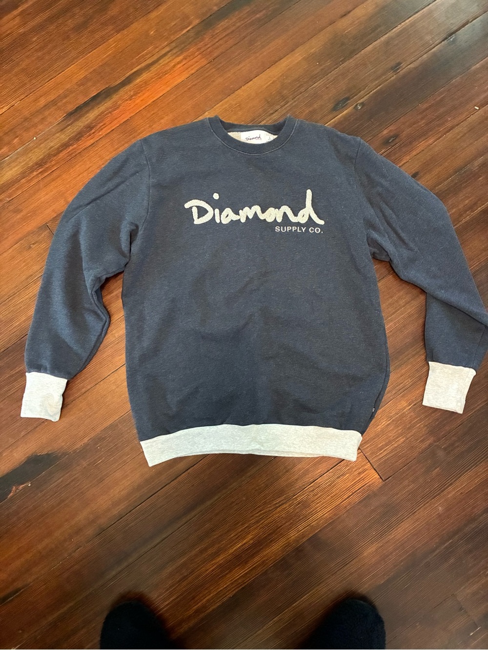 Diamond Supply Co. Navy Crewneck with Light Gray Trim